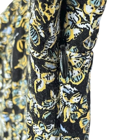 Free People Boheme Mini Dress Womens Size 4 Black Combo Long Sleeve Boho Ruffle - Picture 7 of 14